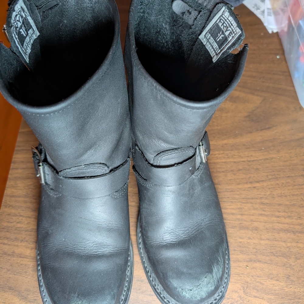 Frye Black Engineer Buckle Boots